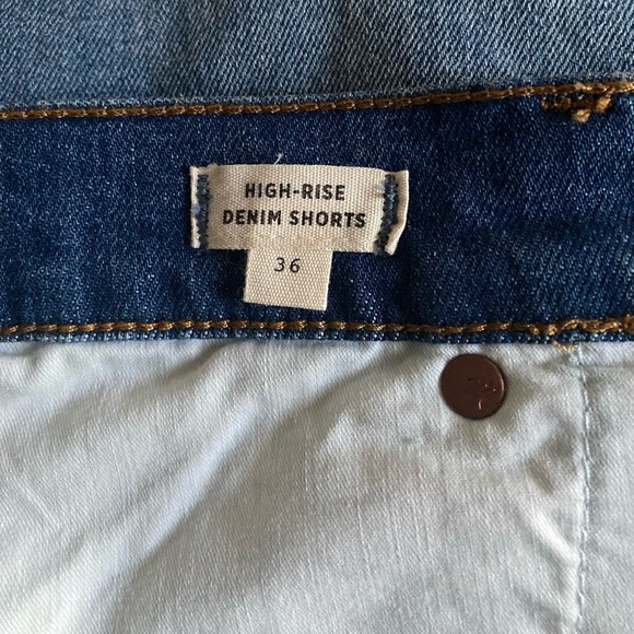 MADEWELL Blue Denim Jean Shorts High-Waisted Raw Hem Women’s Size 36 (Waist 44”) - Picture 10 of 11